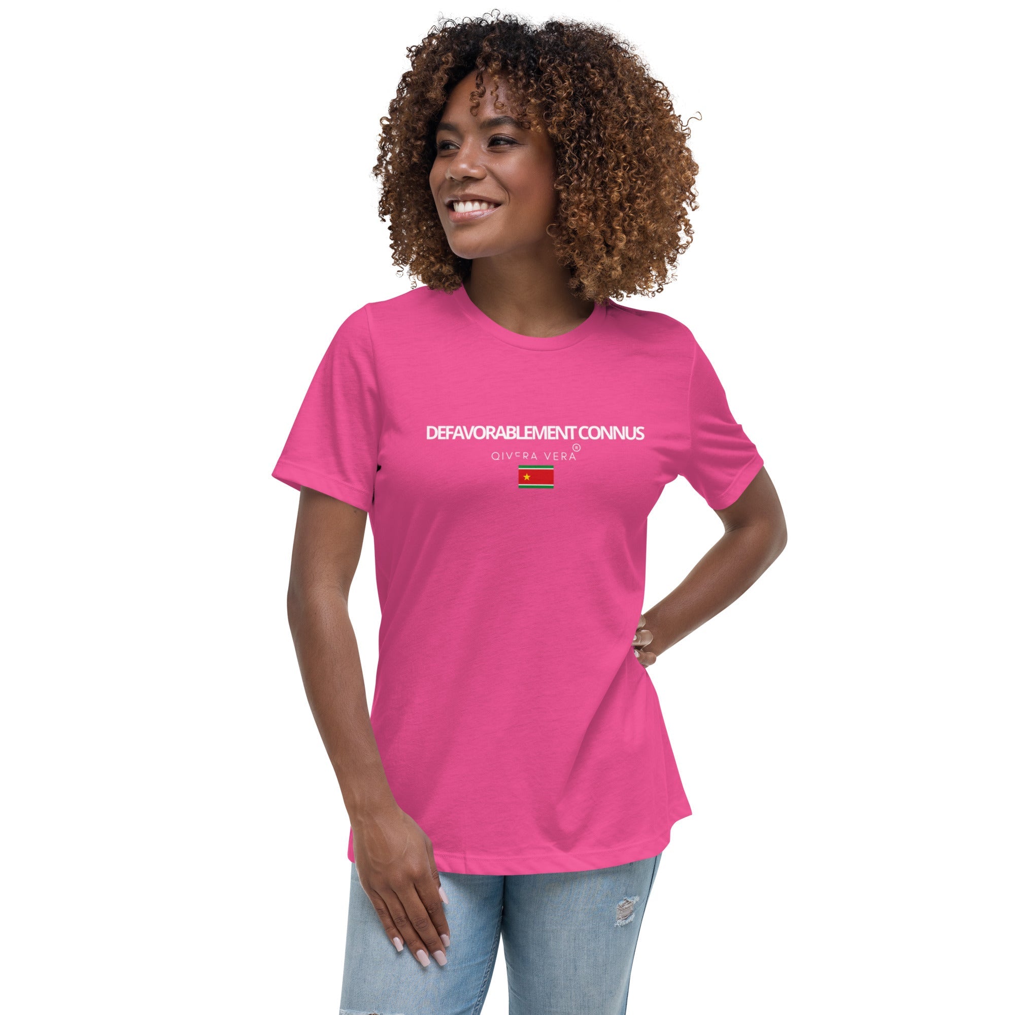 QIVERA VERA - DéfavorablementConnus _Gwada T-shirt Décontracté pour Femme - QIVERA VERAQIVERA VERA - DéfavorablementConnus _Gwada T-shirt Décontracté pour FemmeQIVERA VERA