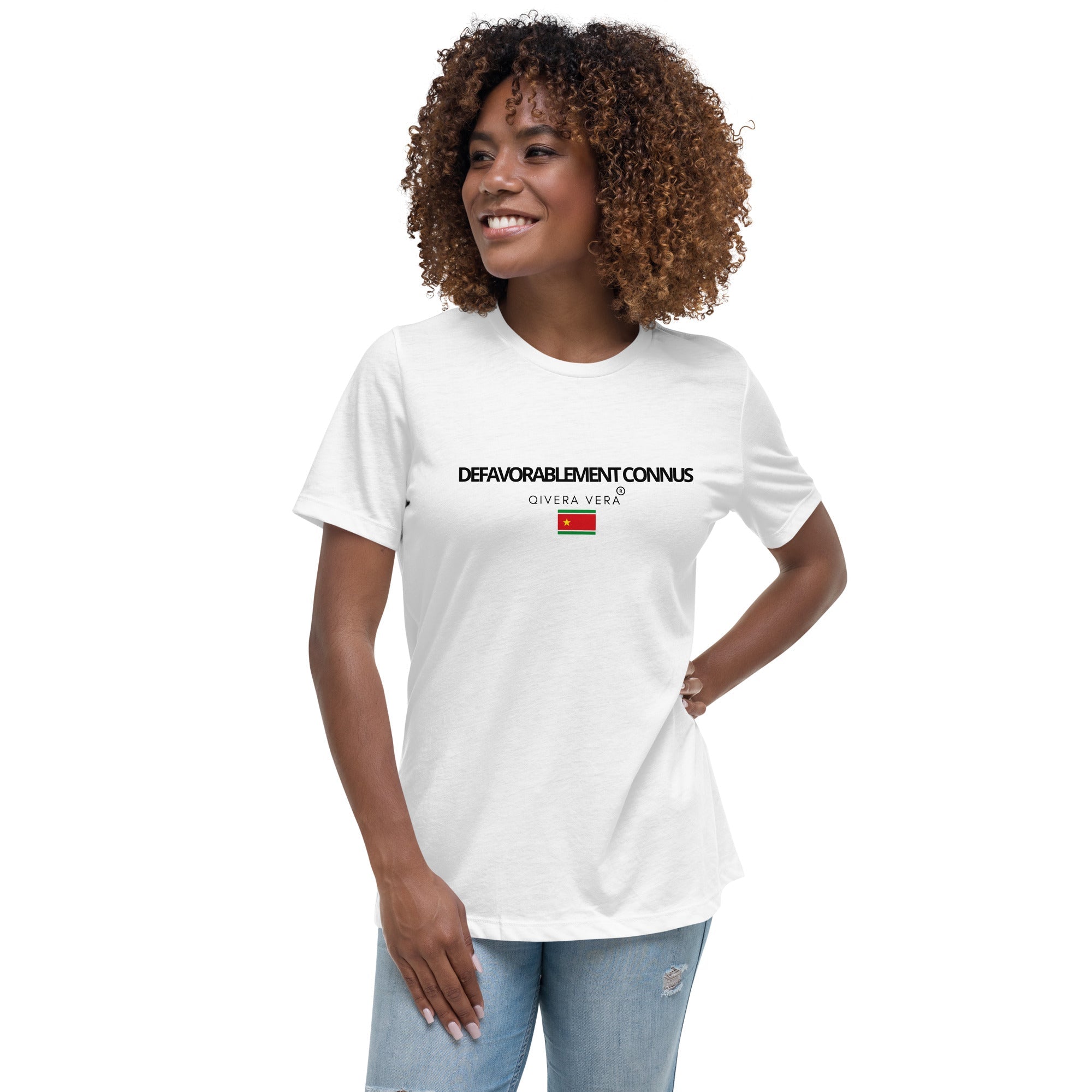 QIVERA VERA - DéfavorablementConnus_ Gwada T-shirt Décontracté pour Femme - QIVERA VERAQIVERA VERA - DéfavorablementConnus_ Gwada T-shirt Décontracté pour FemmeQIVERA VERA